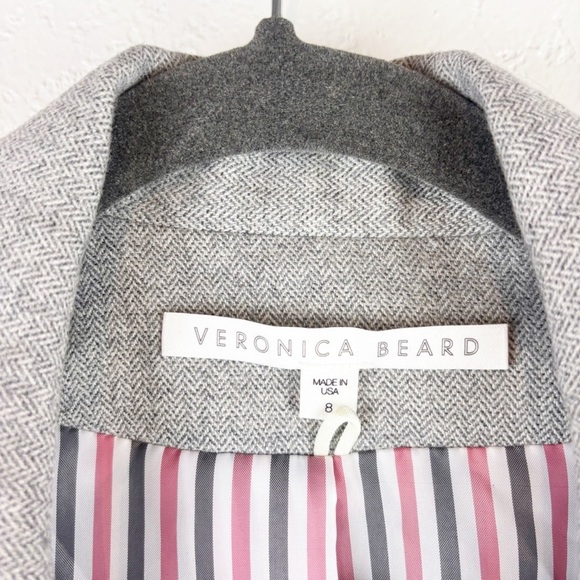 Veronica Beard Martel Herringbone Dickey Jacket Blazer Gray Size 8 Casual - Picture 4 of 6